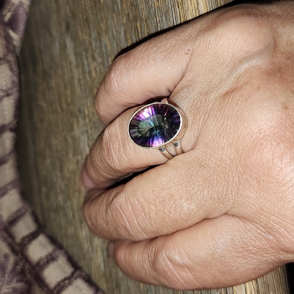 New Sterling Silver Mystic topaz ring Size 8 - Picture 4 of 6